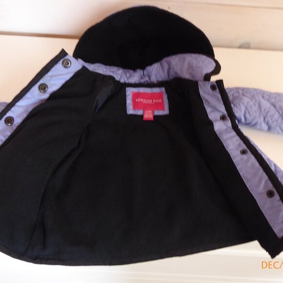 London Fog Periwinkle Quilted Baby Coat with Hood - Picture 4 of 10